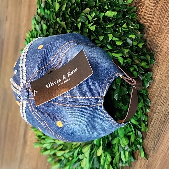 Olivia & Kate Denim Sequined Bling Ball Cap New With Tag - Picture 3 of 6